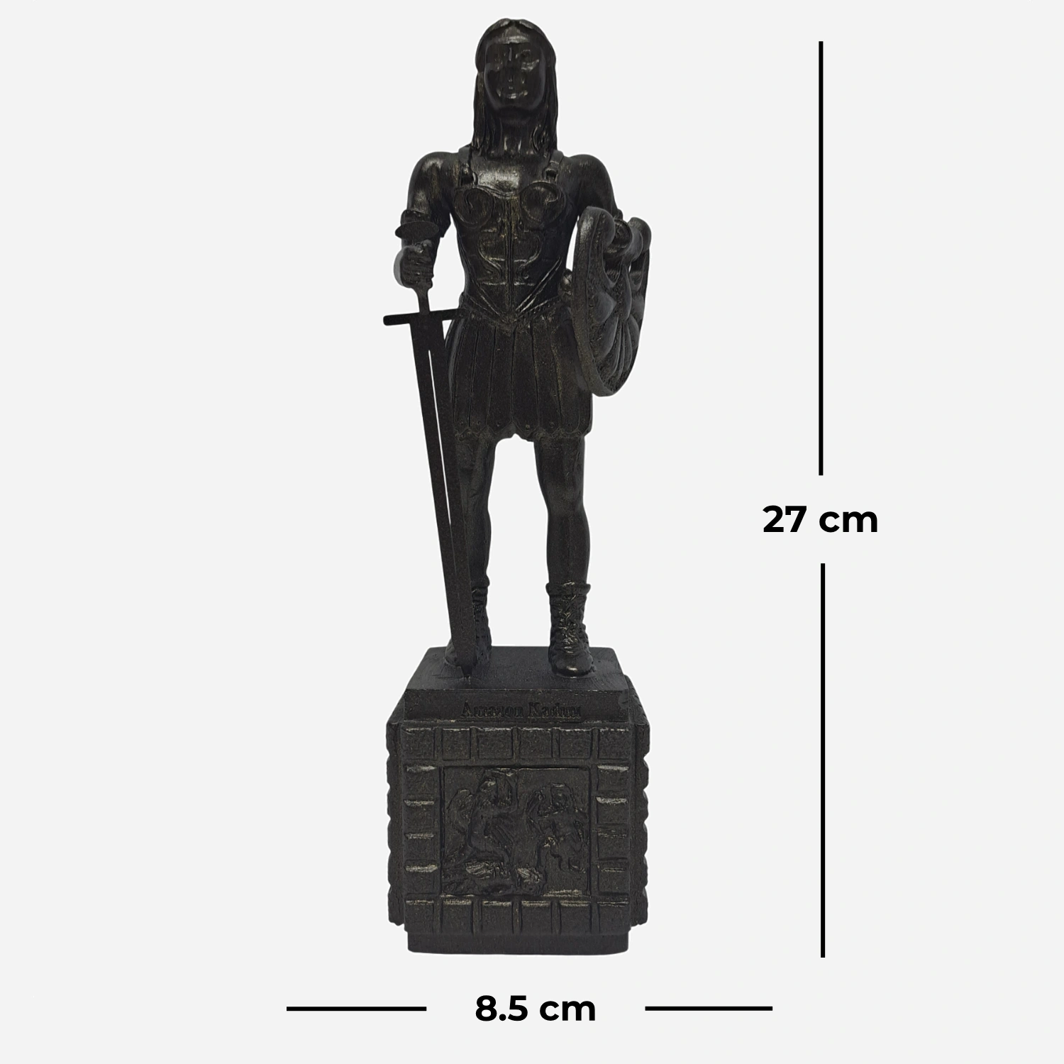 27 cm antik bronz Kaideli Kılıçlı Amazon Kadını Heykeli Biblo ön görünüm